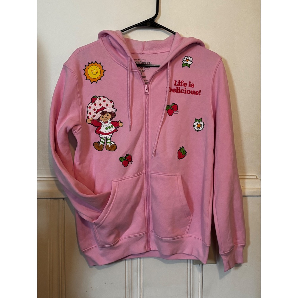 Hybrid Strawberry Shortcake XS Pink Zip Up Hooded Sweatshirt